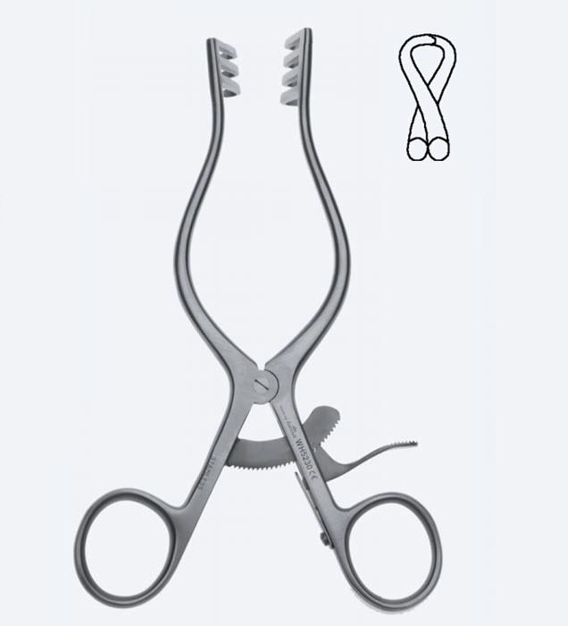 Ретрактори (розширювачі), хірургічні, самоутримуючі, "Weitlaner", тупокінцеві, загальна довжина 165 мм, 6 1/2". Бренд - Asanus Medizintechnik Gmb, Німеччина